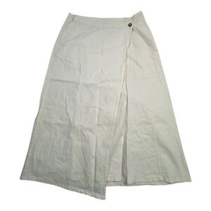 Universal Thread Cream Wrap Midi Skirt‎ Button Detail Size 10 Recycled Cotton